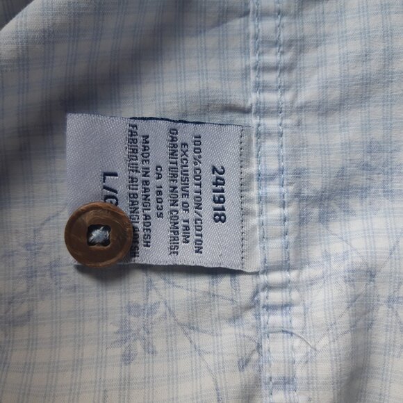 Emanuel Ungaro SZ L Light Blue & White Gingham Men's Button Up SS Shirt - Picture 7 of 12